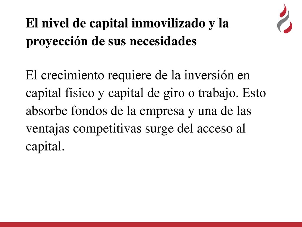 El nivel de capital inmovilizado y la proyección de sus necesidades
