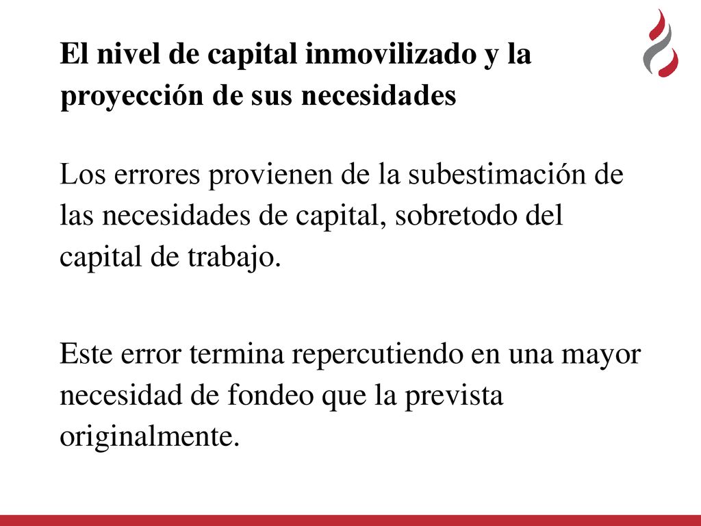 El nivel de capital inmovilizado y la proyección de sus necesidades