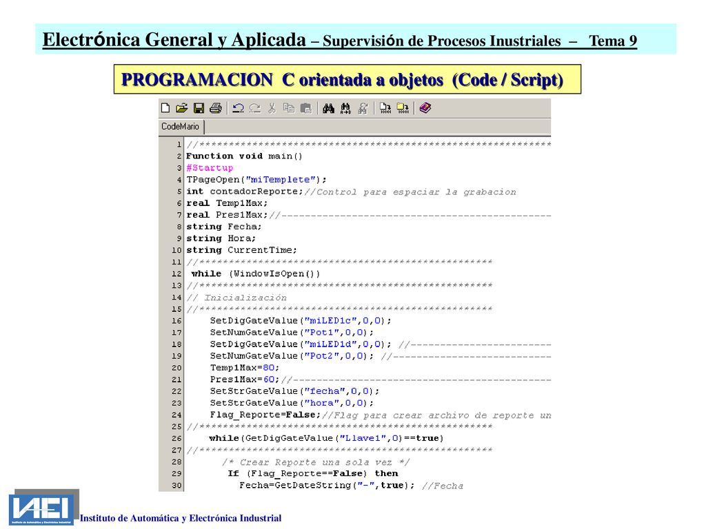 Electrónica General y Aplicada – Supervisión de Procesos Inustriales – Tema 9