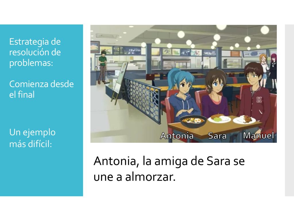 Antonia, la amiga de Sara se une a almorzar.