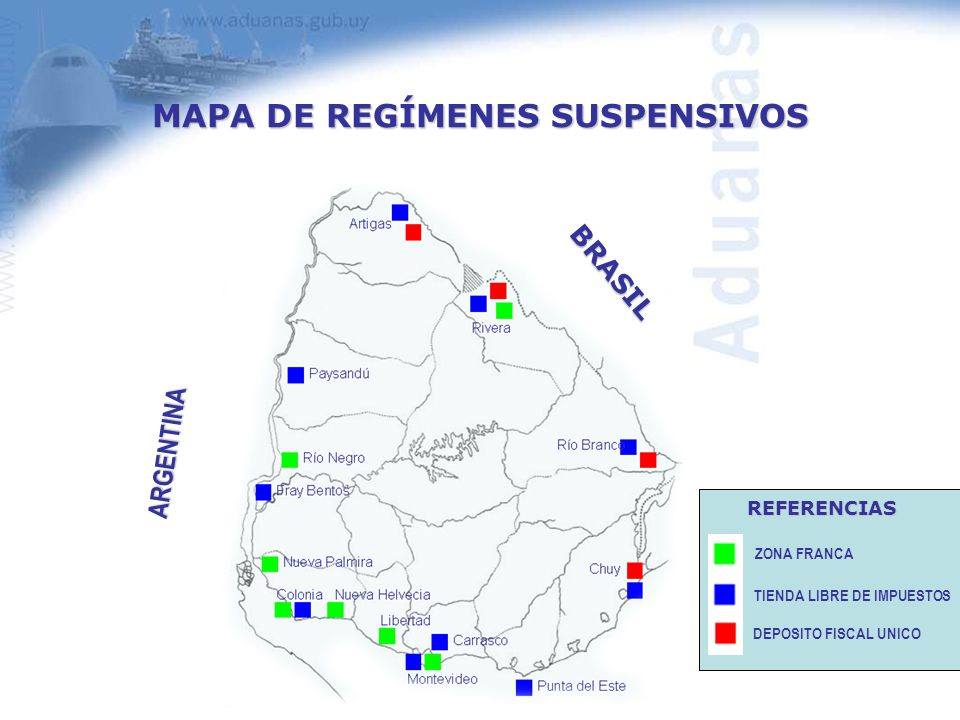 MAPA DE REGÍMENES SUSPENSIVOS TIENDA LIBRE DE IMPUESTOS