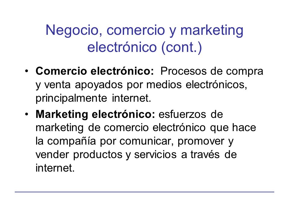 Negocio, comercio y marketing electrónico (cont.)