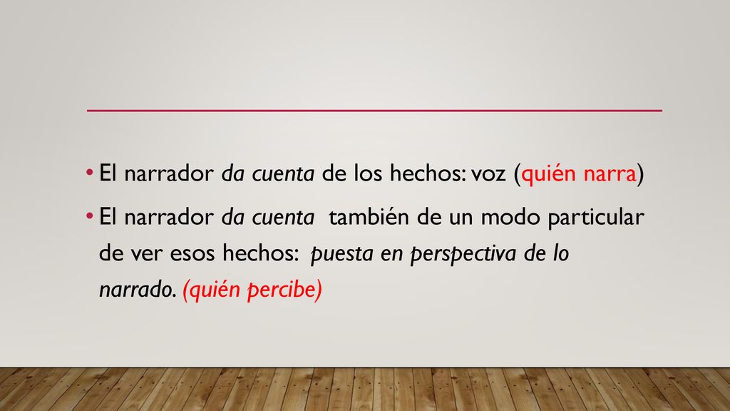 El narrador da cuenta de los hechos: voz (quién narra)