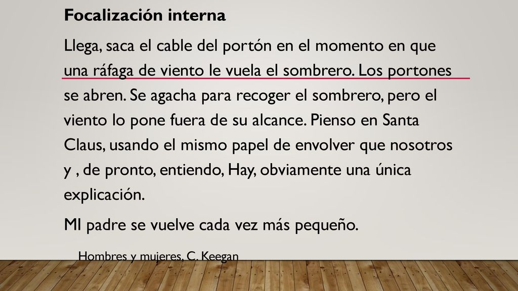 Focalización interna Llega, saca el cable del portón en el momento en que una ráfaga de viento le vuela el sombrero.