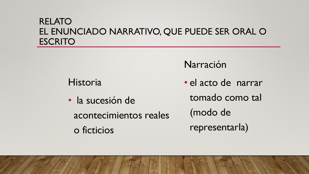 Relato el enunciado narrativo, que puede ser oral o escrito