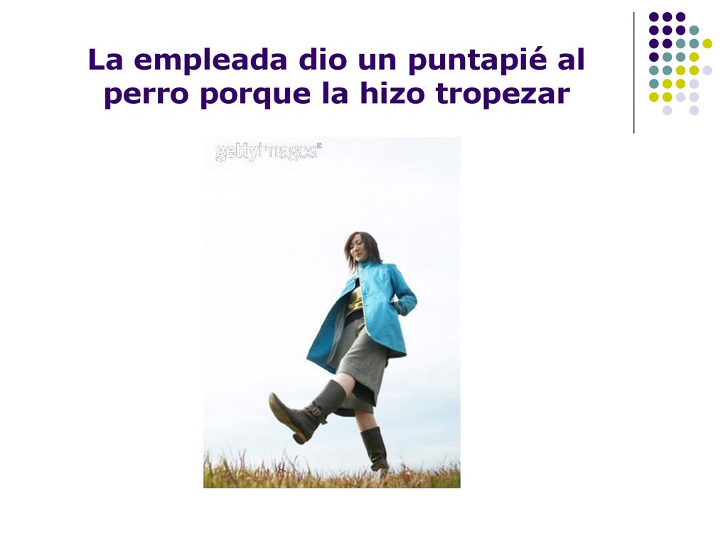 La empleada dio un puntapié al perro porque la hizo tropezar