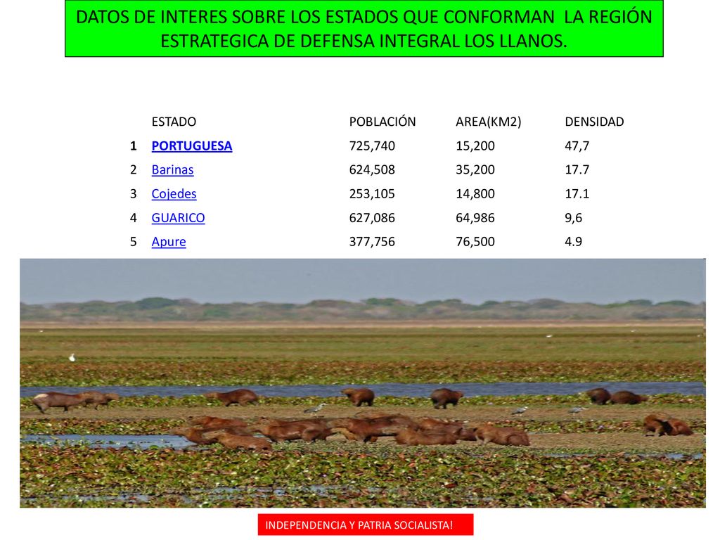 DATOS DE INTERES SOBRE LOS ESTADOS QUE CONFORMAN LA REGIÓN