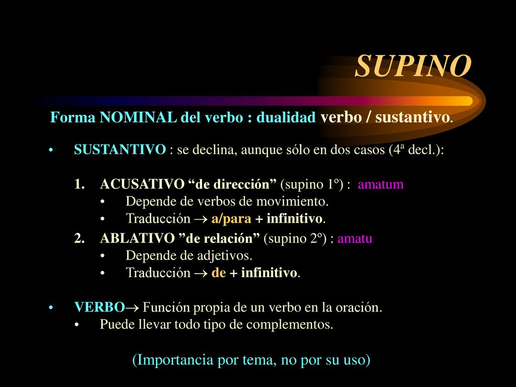 Forma NOMINAL del verbo : dualidad verbo / sustantivo.
