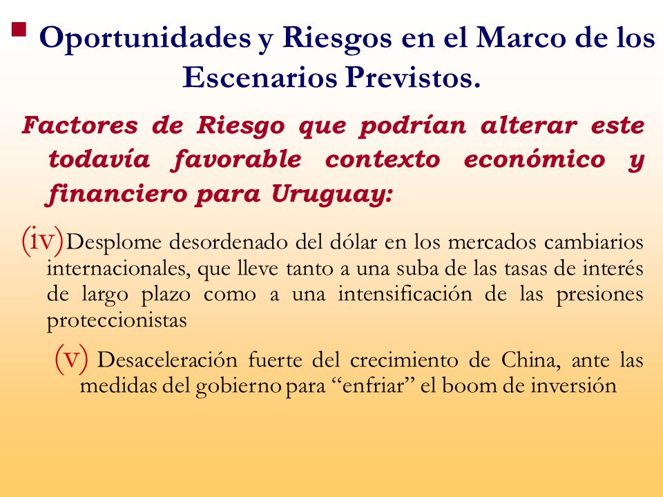 Oportunidades y Riesgos en el Marco de los Escenarios Previstos.