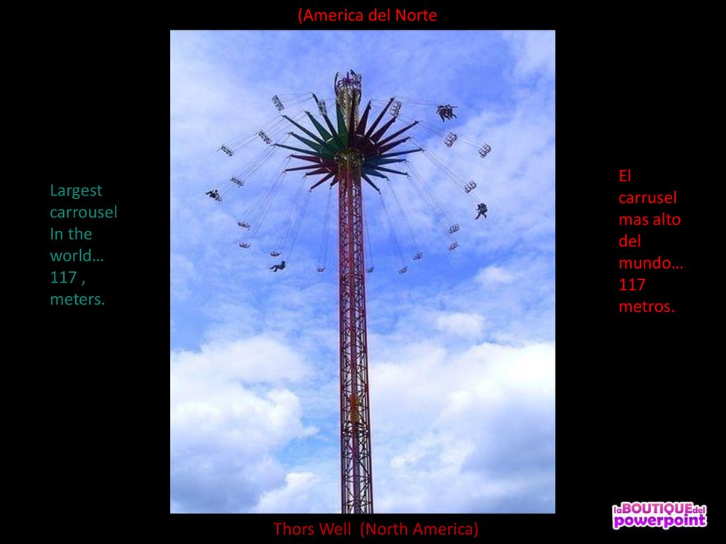 (America del Norte El carrusel mas alto del mundo…117 metros. Largest carrousel. In the world… 117 , meters.