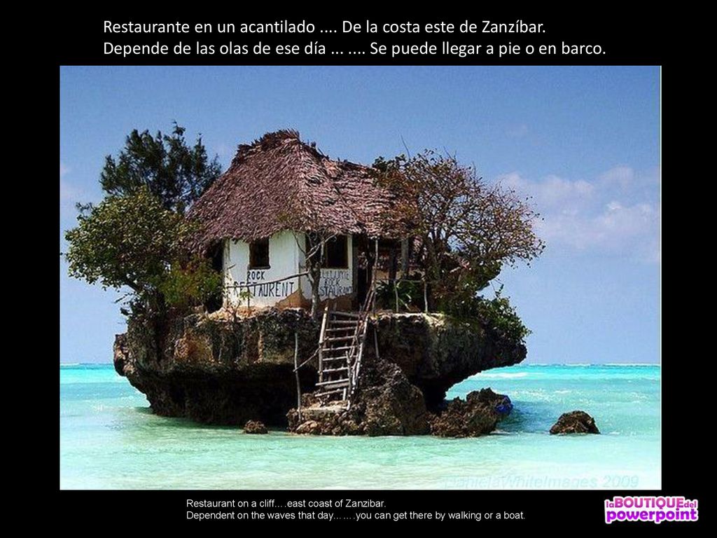 Restaurante en un acantilado. De la costa este de Zanzíbar