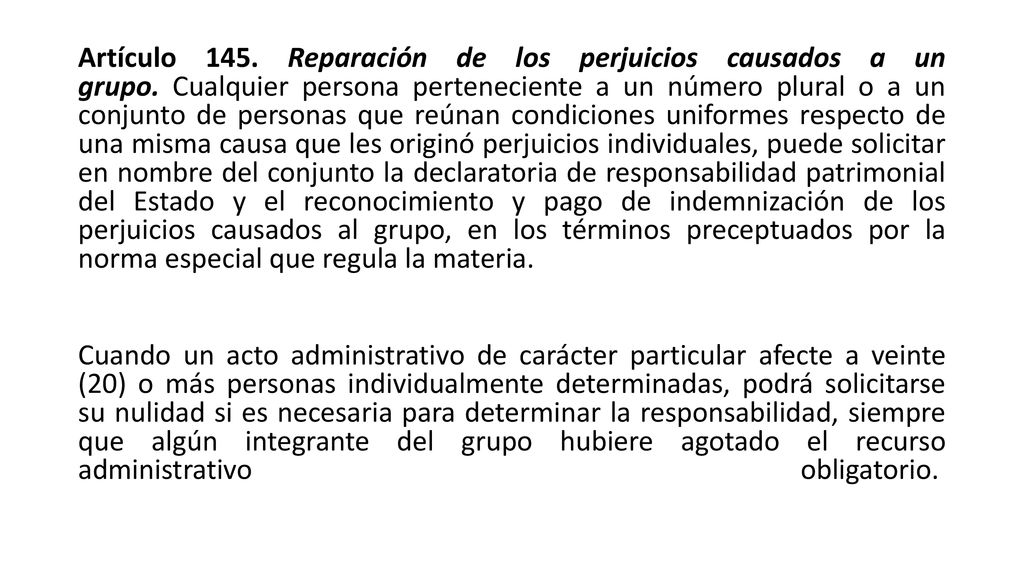 Artículo 145. Reparación de los perjuicios causados a un grupo
