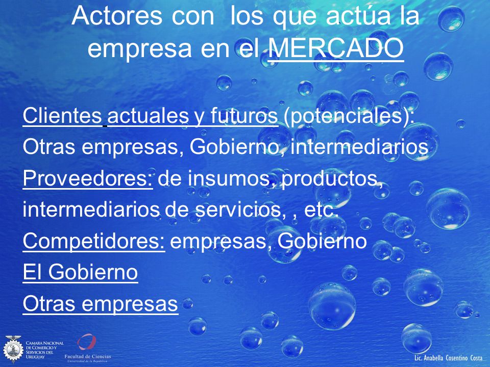 Actores con los que actúa la empresa en el MERCADO