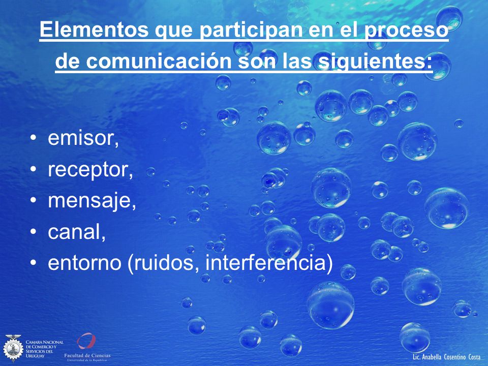 Elementos que participan en el proceso de comunicación son las siguientes: