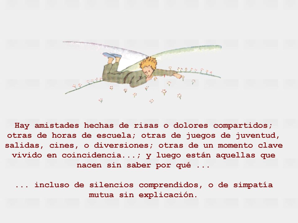 Hay amistades hechas de risas o dolores compartidos; otras de horas de escuela; otras de juegos de juventud, salidas, cines, o diversiones; otras de un momento clave vivido en coincidencia...; y luego están aquellas que nacen sin saber por qué ...