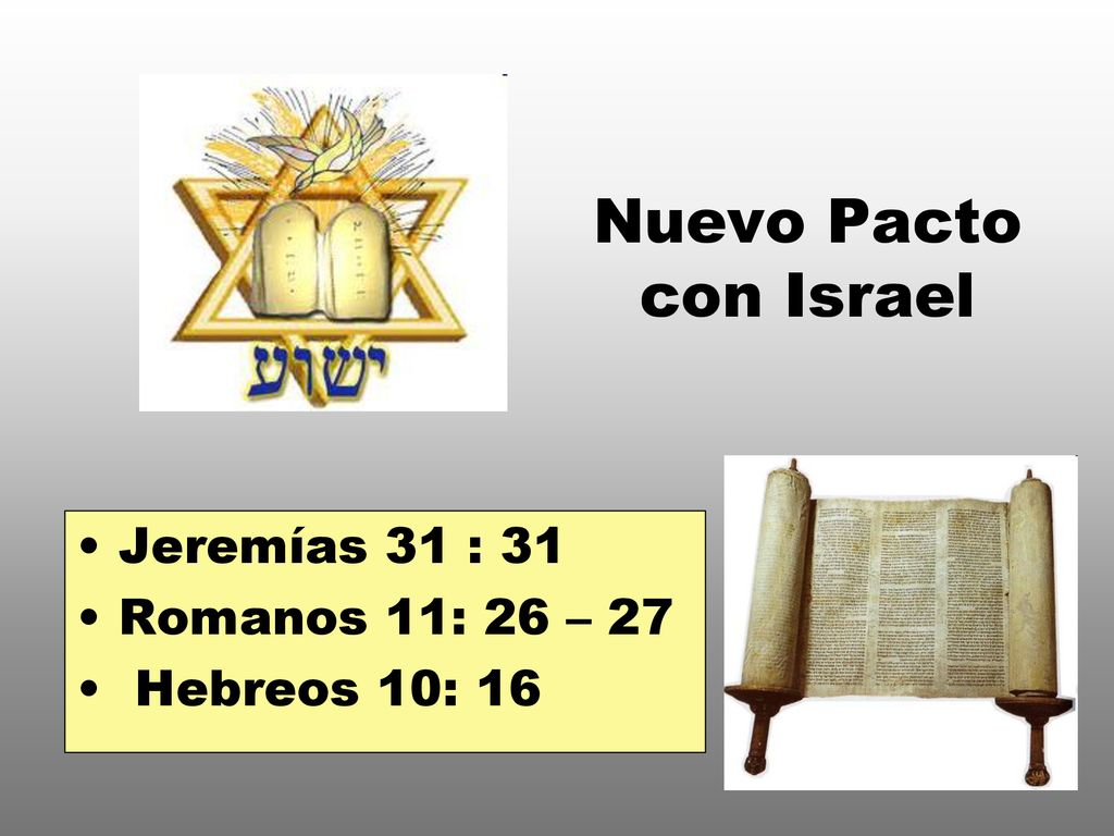 Nuevo Pacto con Israel Jeremías 31 : 31 Romanos 11: 26 – 27