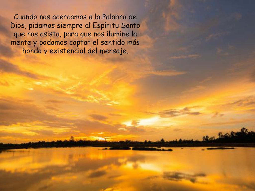 Cuando nos acercamos a la Palabra de Dios, pidamos siempre al Espíritu Santo que nos asista, para que nos ilumine la mente y podamos captar el sentido más hondo y existencial del mensaje.