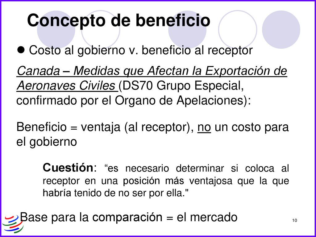 Concepto de beneficio Costo al gobierno v. beneficio al receptor
