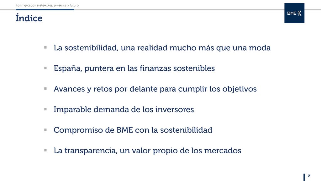 Índice La sostenibilidad, una realidad mucho más que una moda
