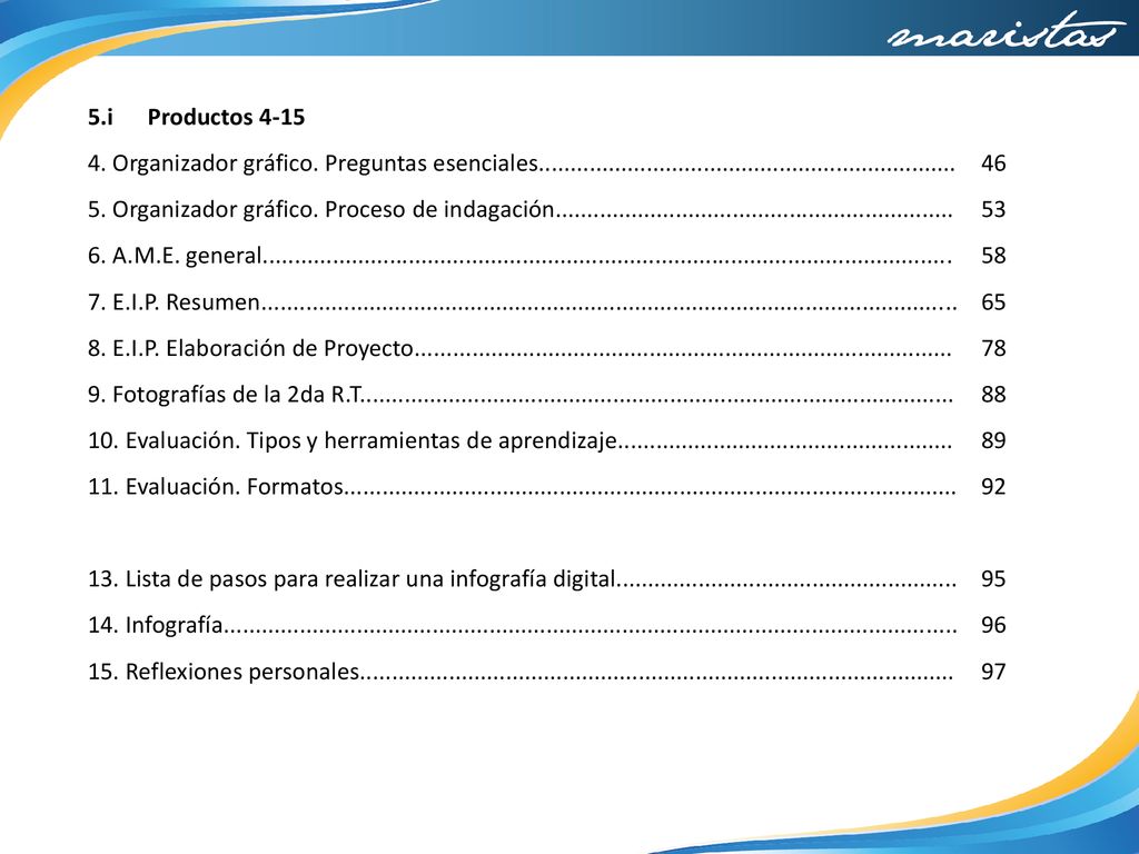 5.i Productos Organizador gráfico. Preguntas esenciales