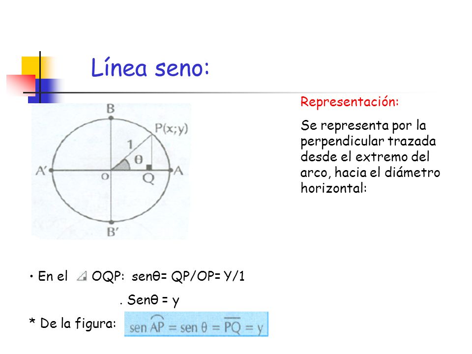 Línea seno: Representación: