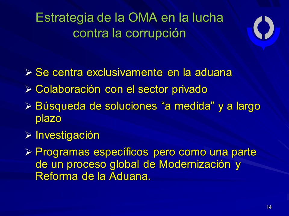 Estrategia de la OMA en la lucha contra la corrupción