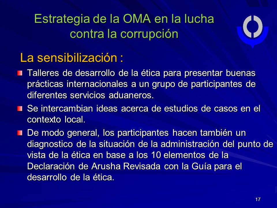 Estrategia de la OMA en la lucha contra la corrupción