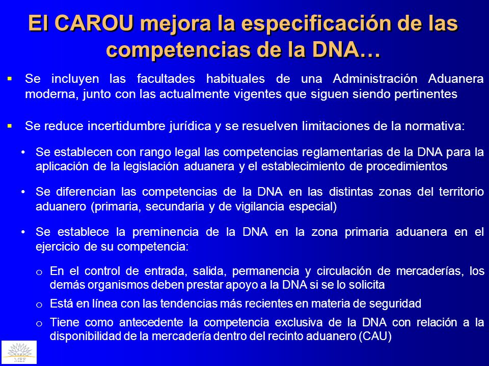 El CAROU mejora la especificación de las competencias de la DNA…