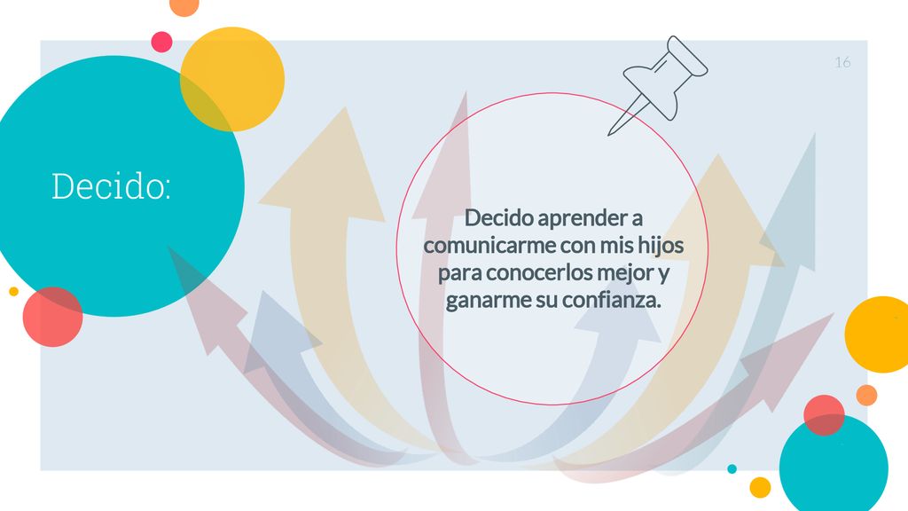 Decido: Decido aprender a comunicarme con mis hijos para conocerlos mejor y ganarme su confianza.