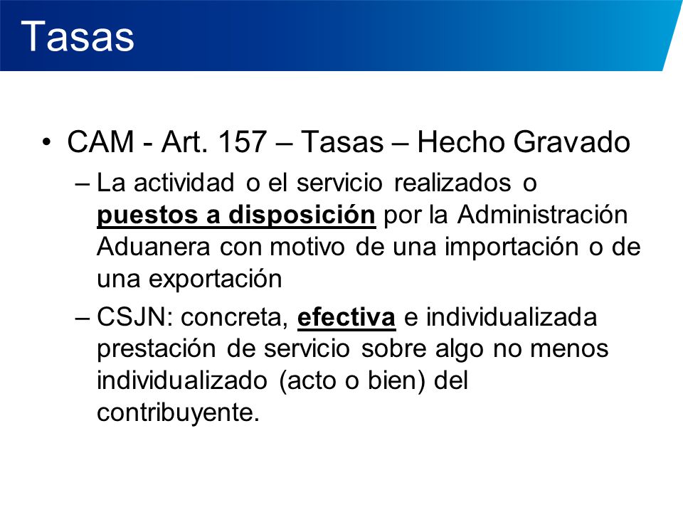 Tasas CAM - Art. 157 – Tasas – Hecho Gravado