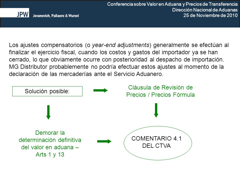 Cláusula de Revisión de Precios / Precios Fórmula Solución posible: