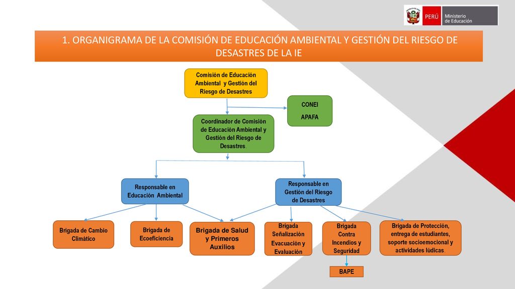 1. ORGANIGRAMA DE LA COMISIÓN DE EDUCACIÓN AMBIENTAL Y GESTIÓN DEL RIESGO DE DESASTRES DE LA IE