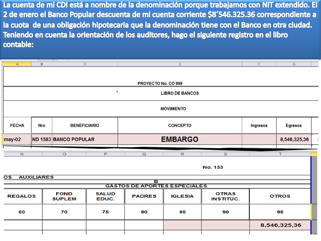 La cuenta de mi CDI está a nombre de la denominación porque trabajamos con NIT extendido.