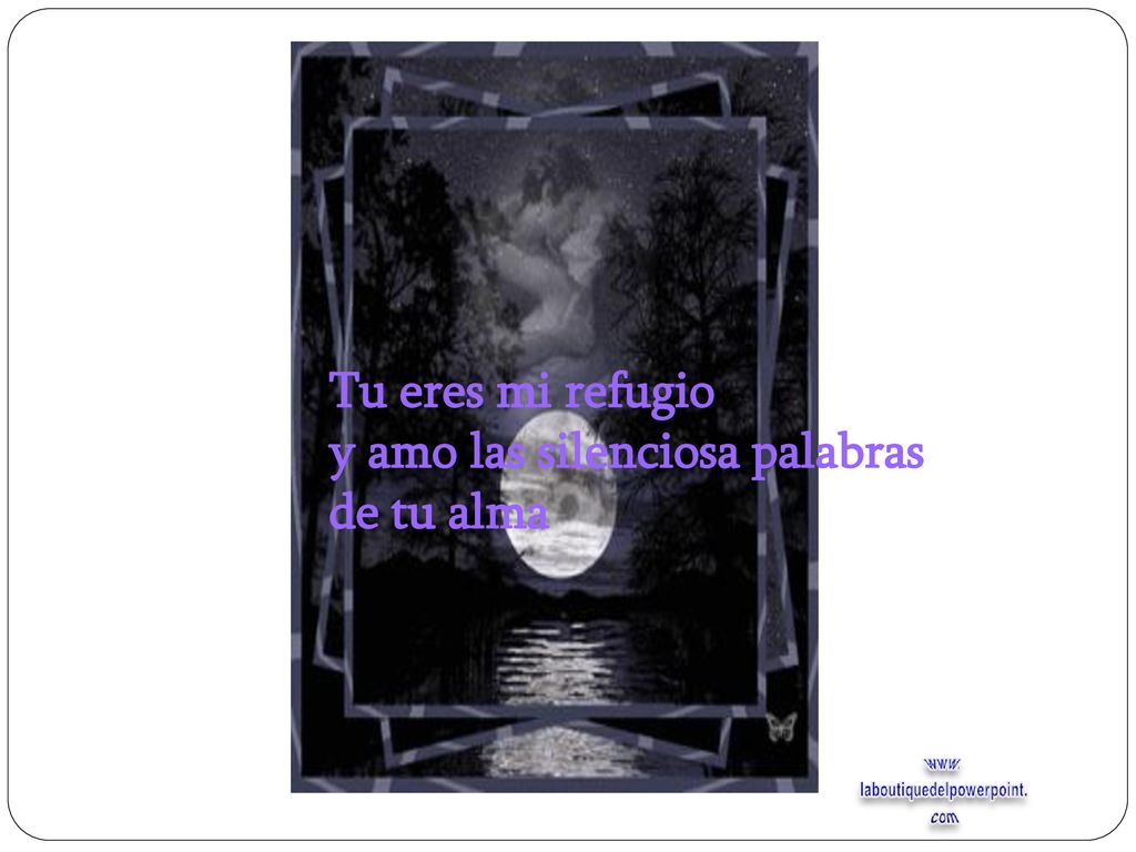 Tu eres mi refugio y amo las silenciosa palabras de tu alma