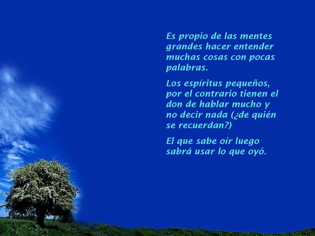 Es propio de las mentes grandes hacer entender muchas cosas con pocas palabras.