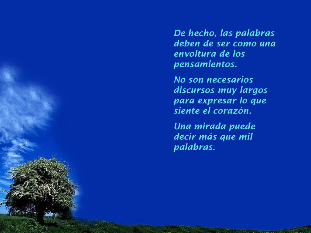 De hecho, las palabras deben de ser como una envoltura de los pensamientos.