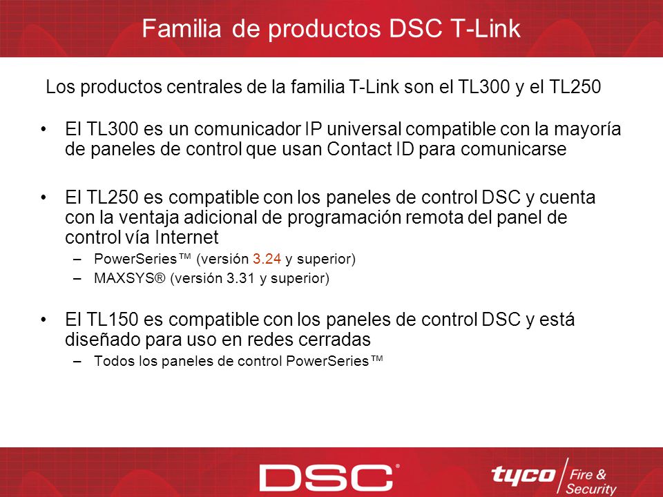 Familia de productos DSC T-Link