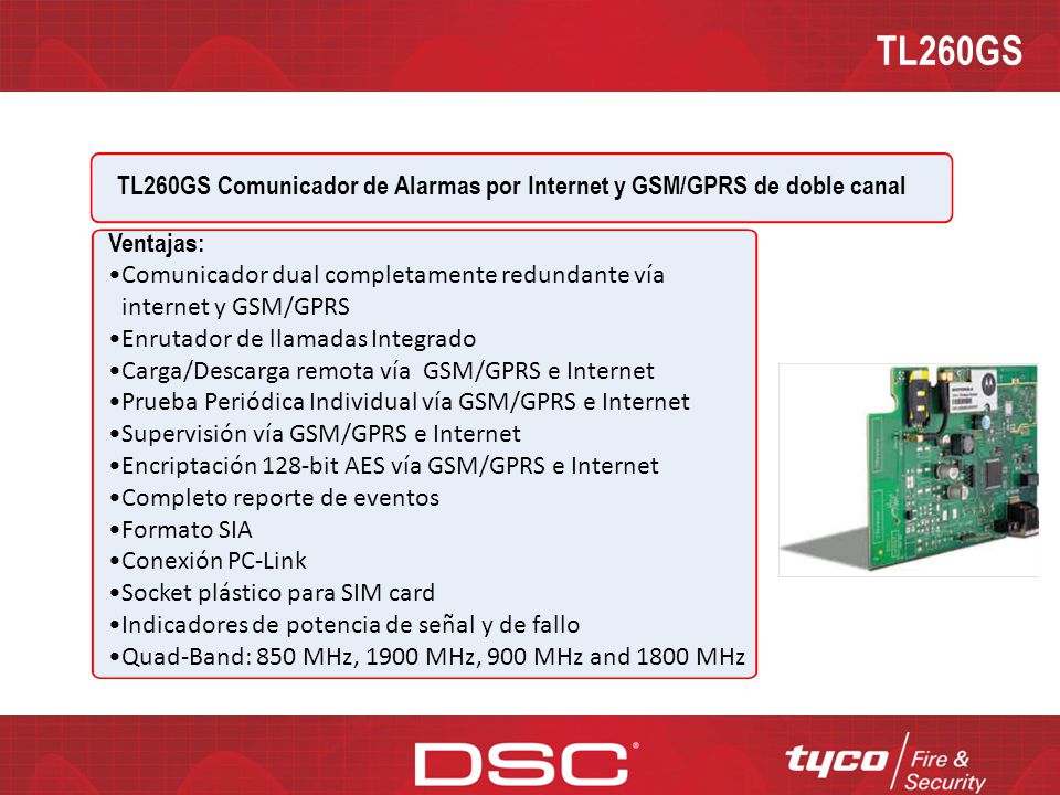 TL260GS TL260GS Comunicador de Alarmas por Internet y GSM/GPRS de doble canal. Ventajas: