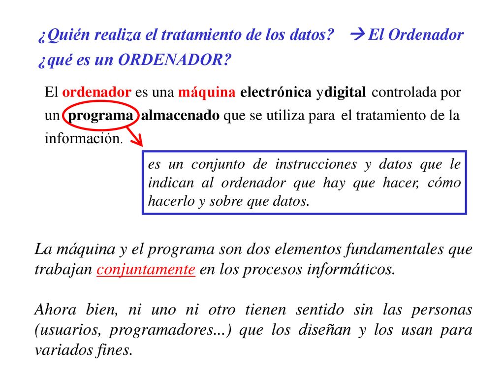 ¿Quién realiza el tratamiento de los datos  El Ordenador