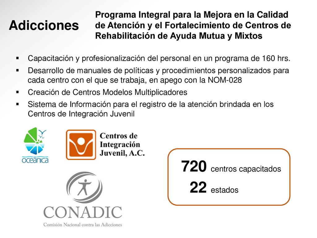 Adicciones Programa Integral para la Mejora en la Calidad