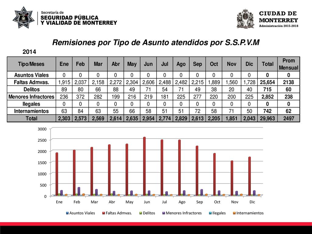 Remisiones por Tipo de Asunto atendidos por S.S.P.V.M
