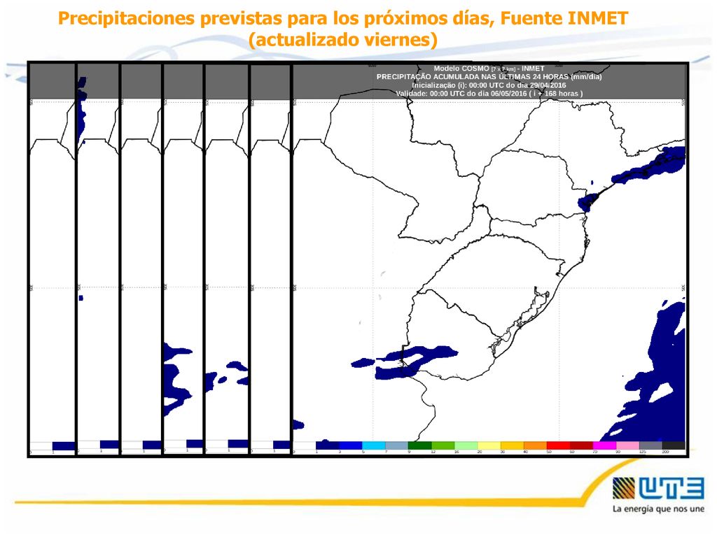 Precipitaciones previstas para los próximos días, Fuente INMET (actualizado viernes)