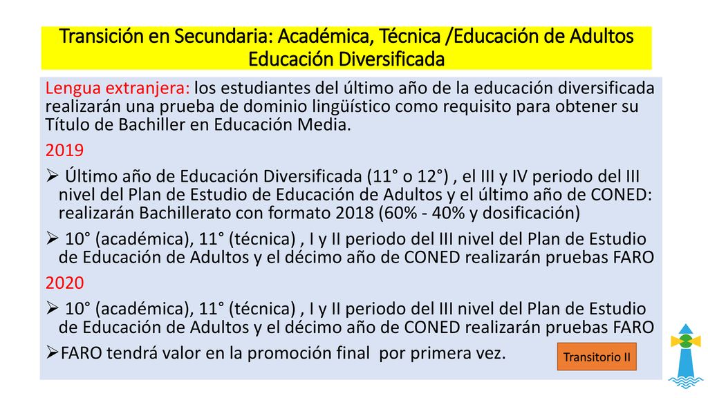 Transición en Secundaria: Académica, Técnica /Educación de Adultos Educación Diversificada