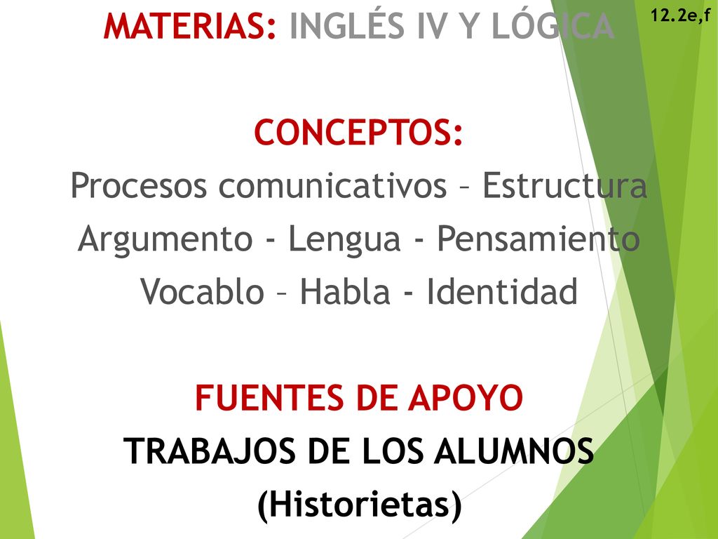 MATERIAS: INGLÉS IV Y LÓGICA CONCEPTOS: Procesos comunicativos – Estructura Argumento - Lengua - Pensamiento Vocablo – Habla - Identidad FUENTES DE APOYO TRABAJOS DE LOS ALUMNOS (Historietas)