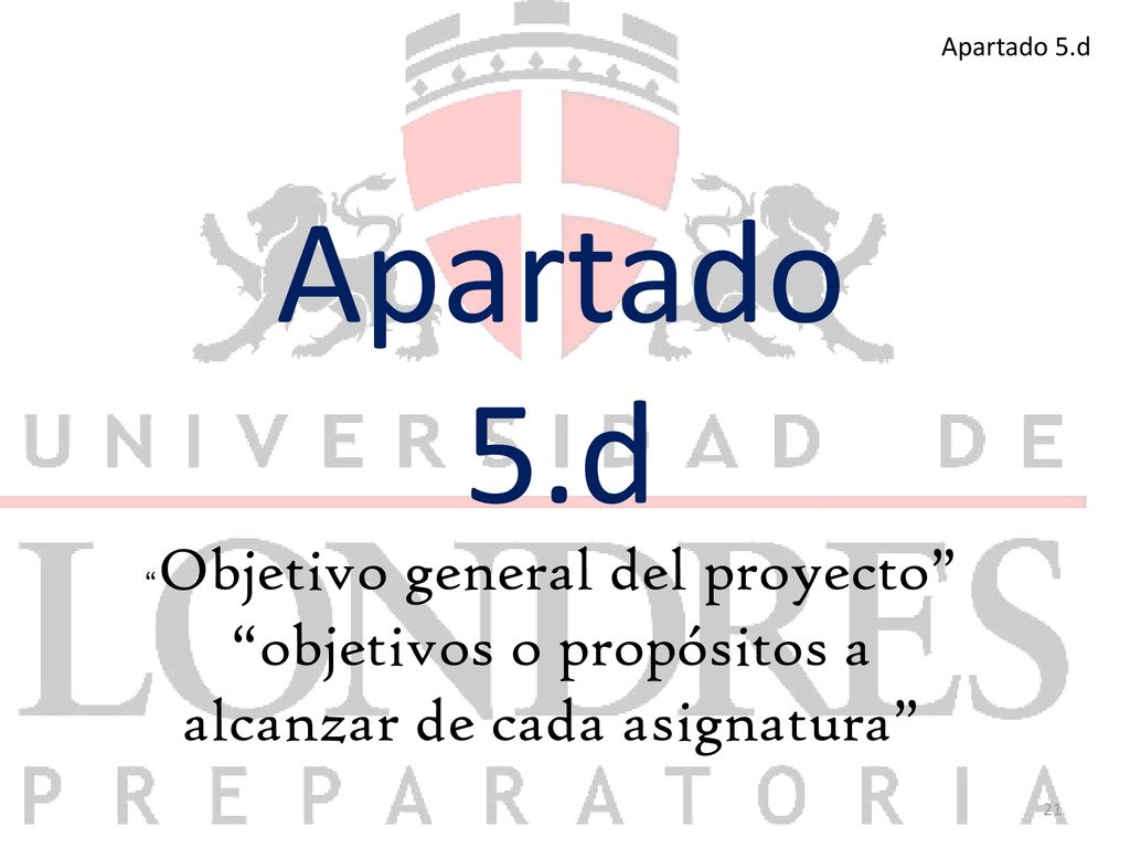 Apartado 5.d objetivos o propósitos a alcanzar de cada asignatura