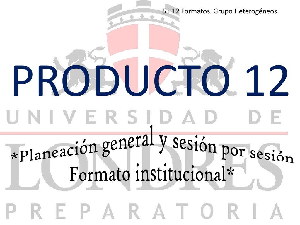 PRODUCTO 12 *Planeación general y sesión por sesión
