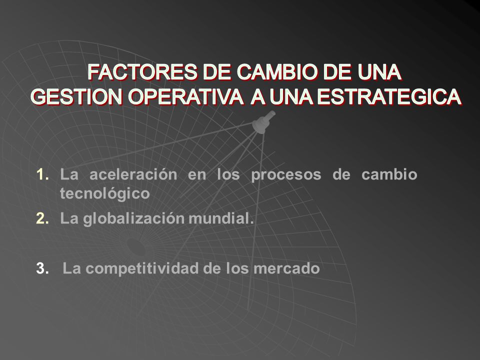 FACTORES DE CAMBIO DE UNA GESTION OPERATIVA A UNA ESTRATEGICA