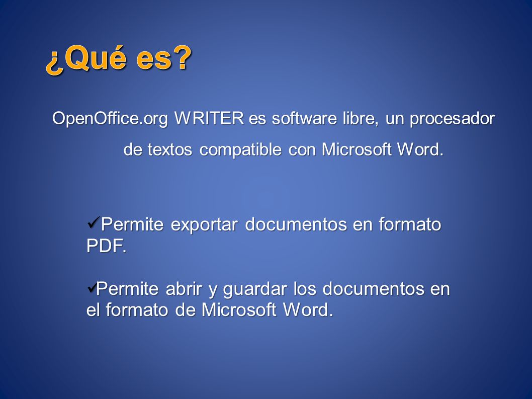¿Qué es Permite exportar documentos en formato PDF.