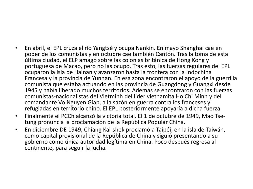 En abril, el EPL cruza el río Yangtsé y ocupa Nankin