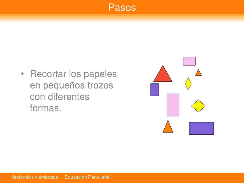 Pasos Recortar los papeles en pequeños trozos con diferentes formas.